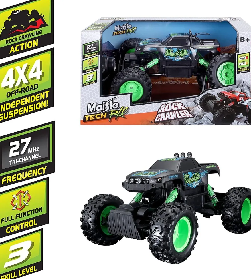 Maisto Tech Ferngesteuertes Auto Rock Crawler (schwarz, 32cm) Monster Truck