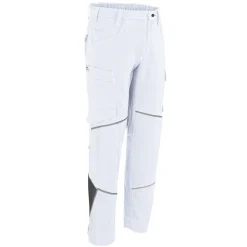 Malerhose Arbeitshose Hose Arbeitsbundhose weiß-grau IQONIC + Arbeitshandschuhe