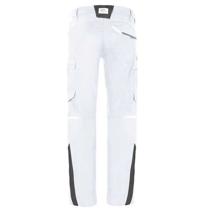 Malerhose Arbeitshose Hose Arbeitsbundhose weiß-grau IQONIC + Arbeitshandschuhe