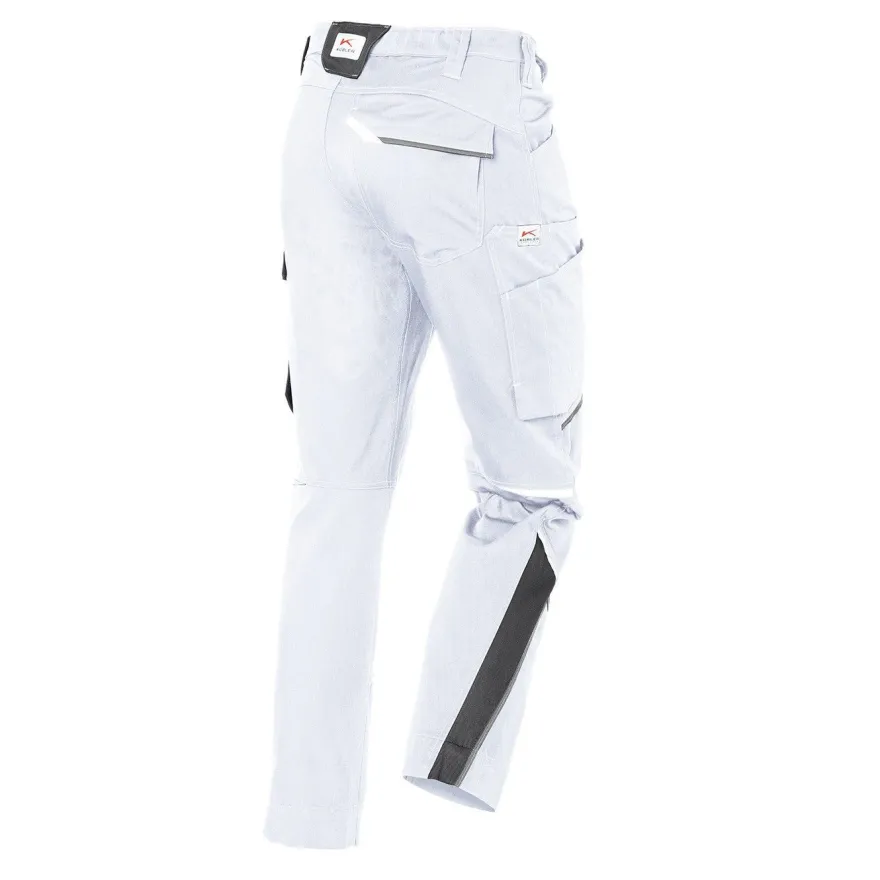 Malerhose Arbeitshose Hose Arbeitsbundhose weiß-grau IQONIC + Arbeitshandschuhe