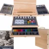 Malset 83tlg Koffer mit Staffelei Acrylfarben Aquarell Buntstifte Künstler