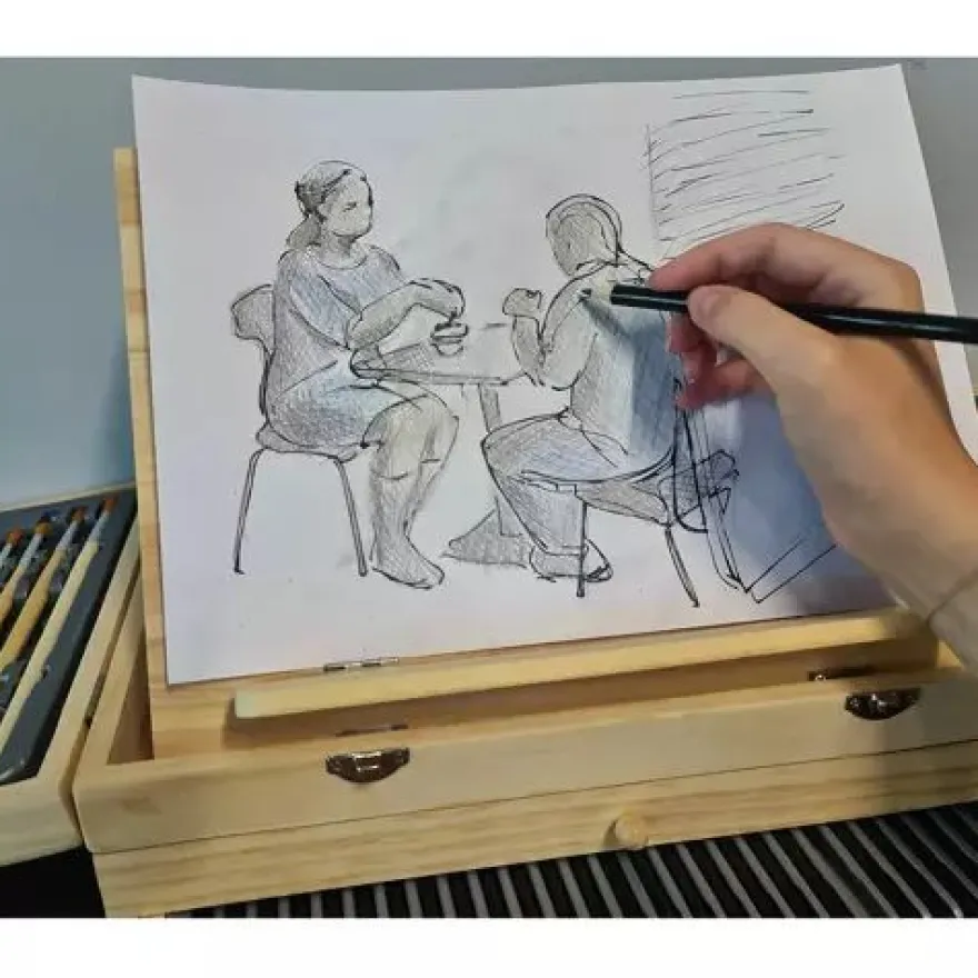 Malset 83tlg Koffer mit Staffelei Acrylfarben Aquarell Buntstifte Künstler