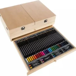 Malset 83tlg Koffer mit Staffelei Acrylfarben Aquarell Buntstifte Künstler