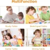 MAMIZO Kindertisch mit 4 Stühlen, höhenverstellbar, für Kinderzimmer, Gelb