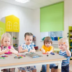 MAMIZO Kindertisch mit 4 Stühlen, höhenverstellbar, für Kinderzimmer, Gelb