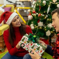 MAMUNU Geschenkpapier Weihnachten Set, 6 Blatt Rosa Kraftpapier (50x70cm) mit
