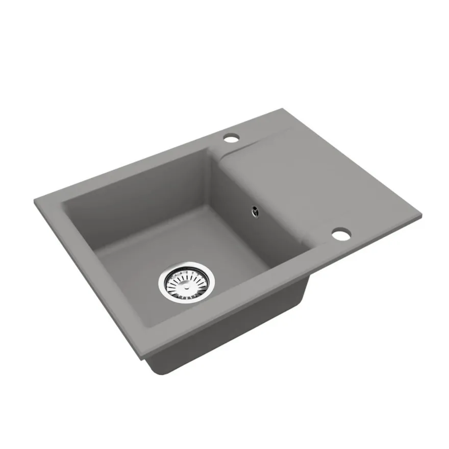 Manestein Granitspüle Luna 59 rechteckig 59 x 44 cm mit Abtropffläche Grau