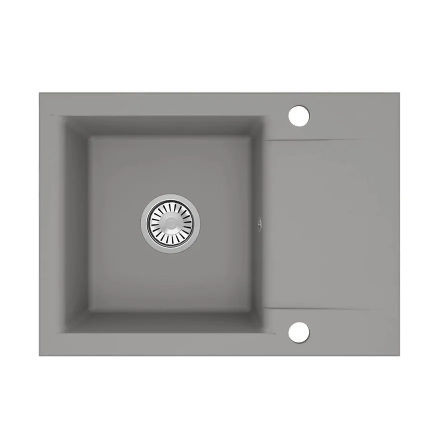 Manestein Granitspüle Luna 59 rechteckig 59 x 44 cm mit Abtropffläche Grau