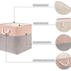 Mangata Aufbewahrungsbox Stoff, 3er Pack, 33 x 38 x 33 cm, Grau Pulver