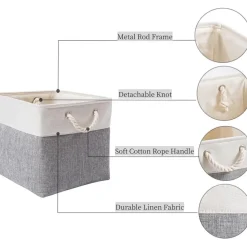 Mangata Aufbewahrungsbox Stoff, 33x38x33 cm, 3er Pack Grau/Weiß - Großer