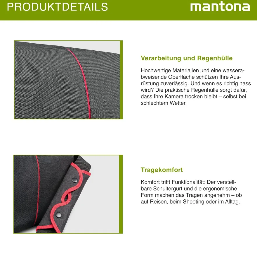 Mantona Cool Bag Kameratasche schwarz/rot Fototasche Kamera Umhängetasche