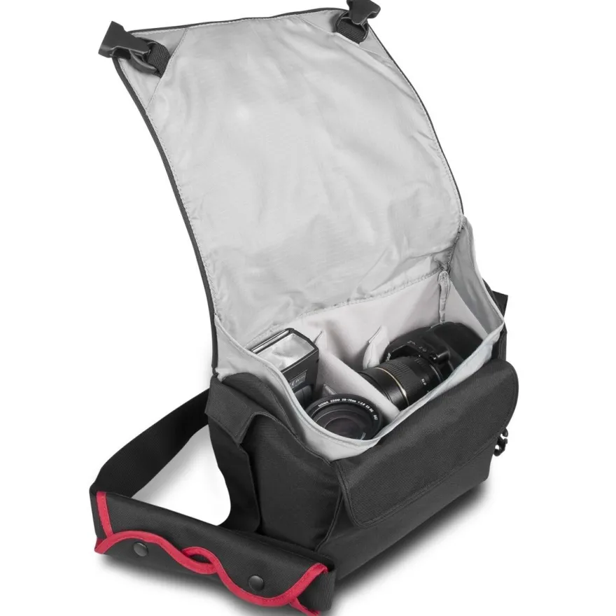 Mantona Cool Bag Kameratasche schwarz/rot Fototasche Kamera Umhängetasche