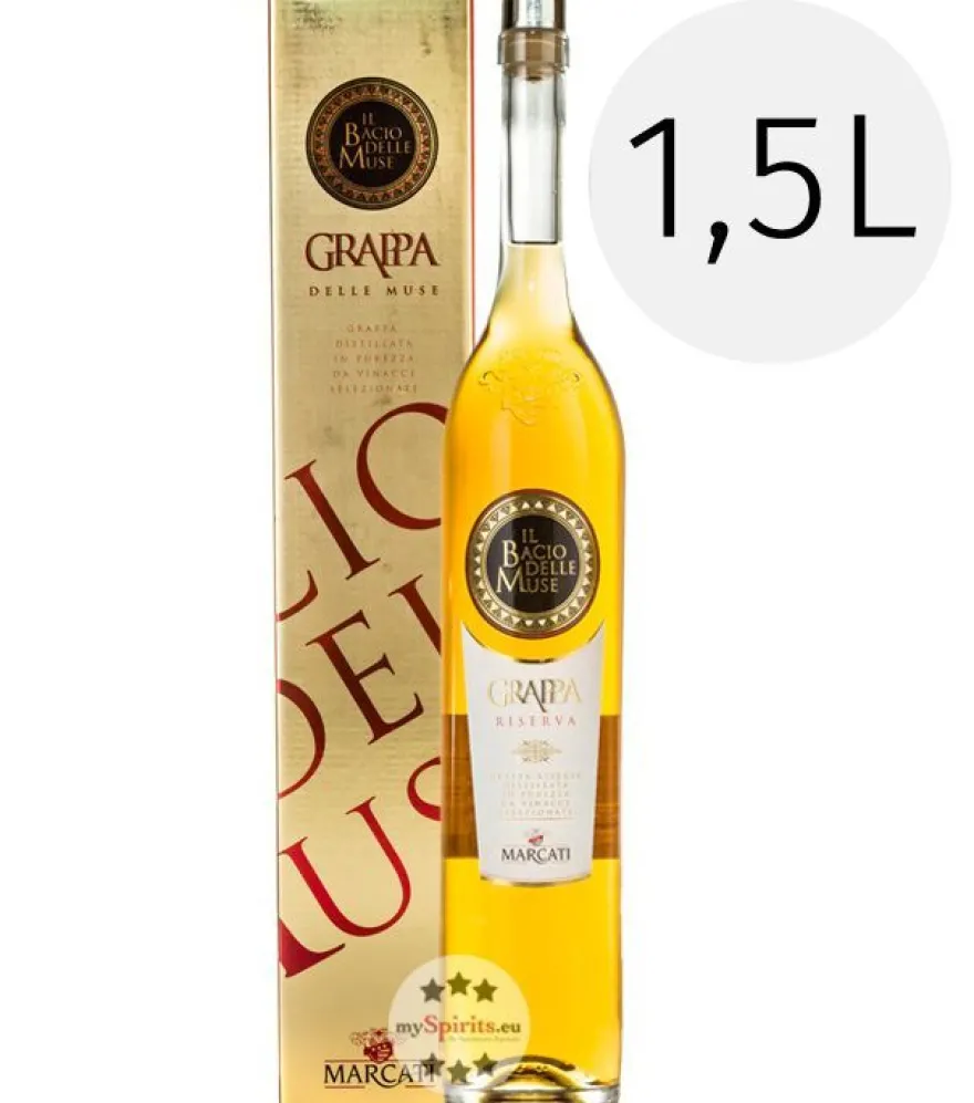 Marcati Grappa Riserva ?Il Bacio delle Muse? 1,5l in Geschenkbox (40 % vol., 1,5 Lite