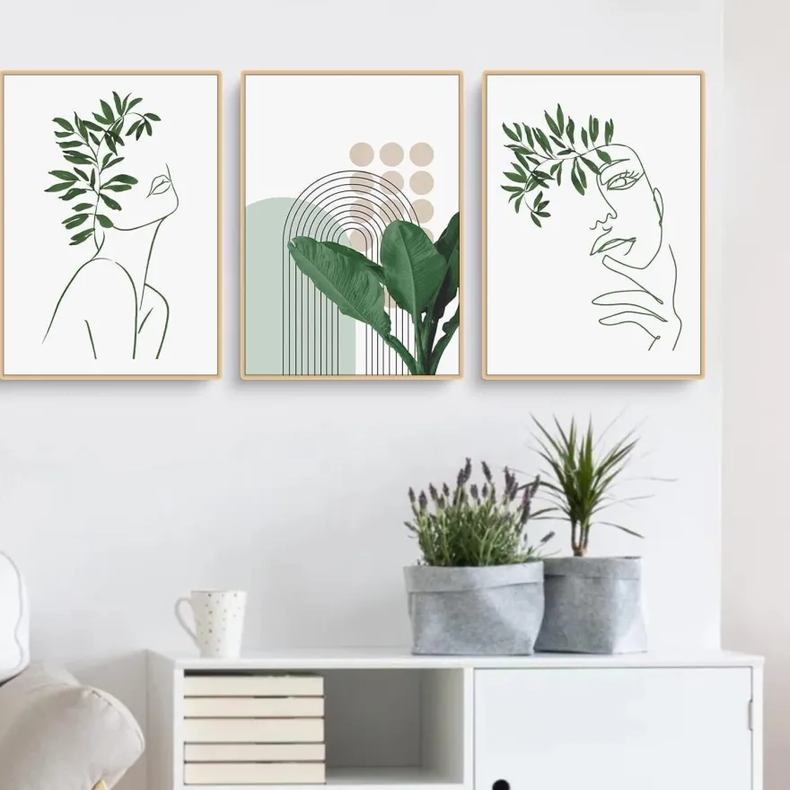Martin Kench 3-teiliges Bohemian Poster Set, Ästhetische Grüne Pflanzenbilder