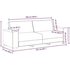 Massbinet 3-Sitzer Schlafsofa, 180 cm, Stoff, Schwarz - Vielseitig und bequem