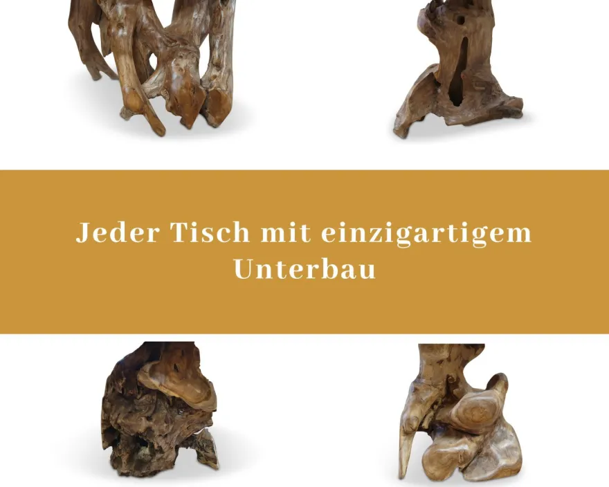 Massivholz Couchtisch Holz Teakholz Wurzelholz Wohnzimmer Sofa Tisch Teak rustik