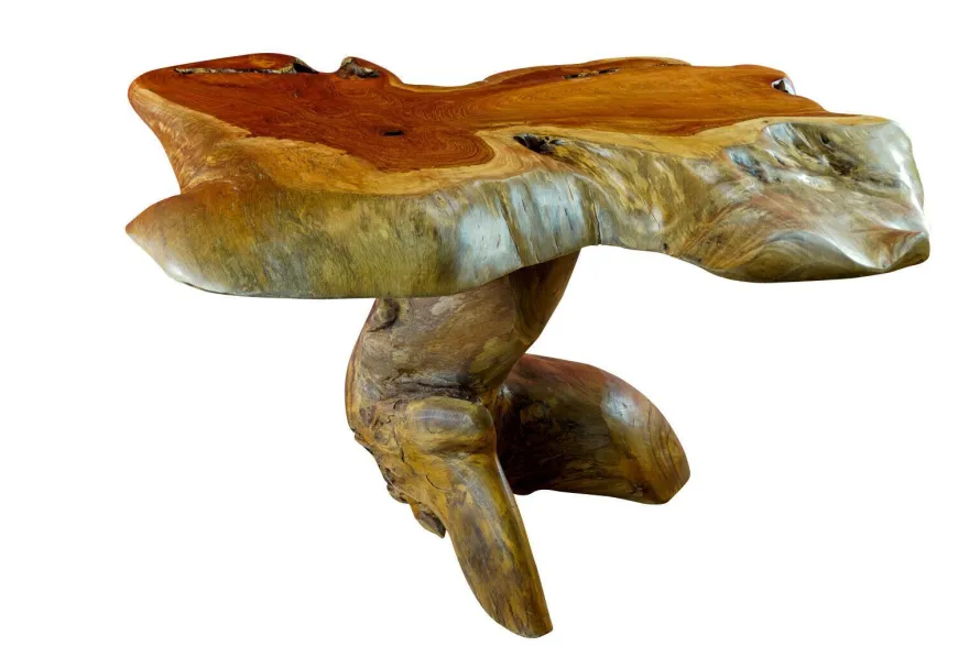 Massivholz Couchtisch Holz Teakholz Wurzelholz Wohnzimmer Sofa Tisch Teak rustik