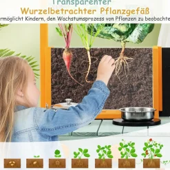 Matschküche Kinder Outdoor, Kinderküche Holz mit Pflanzbehölter & 2 Kreidetafeln