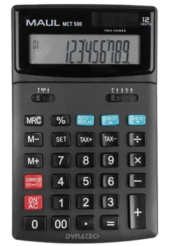 MAUL Tischrechner MCT 500 / Schwarz / Solar- und Batteriebetrieb / 12 stellen