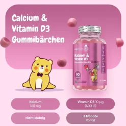 maxmedix Calcium & Vitamin D3 Gummibärchen für Kinder - 3 Monate Vorrat - 90 Gummies