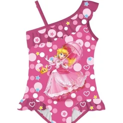 Mädchen Princess Peach One-piece Badeanzüge Rüsche Strand Bikini Riemchen Swimsuit