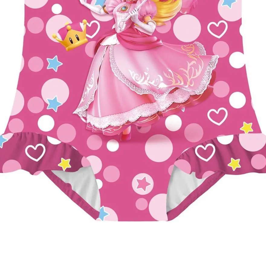 Mädchen Princess Peach One-piece Badeanzüge Rüsche Strand Bikini Riemchen Swimsuit