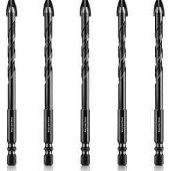Meccion 5tlg. Fliesenbohrer Set 9mm, Profi Glasbohrer mit Wolframkarbid