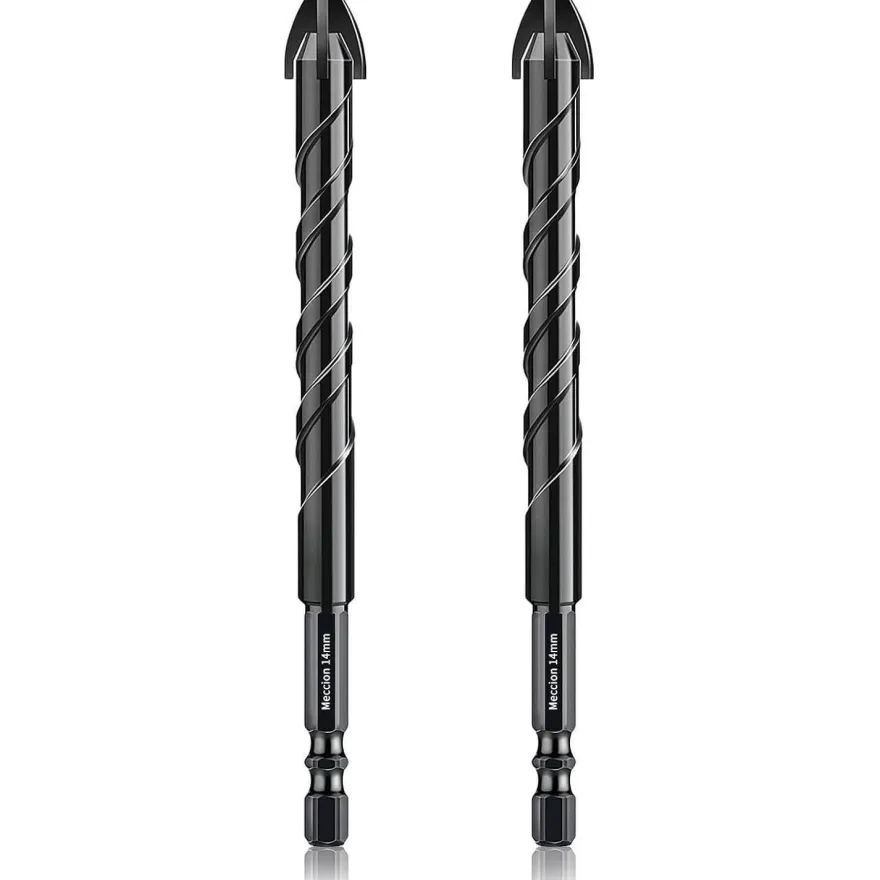Meccion 2tlg. Fliesenbohrer Set 14mm Kreuz Wolframkarbid Bohrer für Fliesen