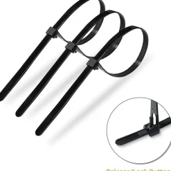 Meccion Wiederverwendbare Kabelbinder 150mm x 3.6mm Schwarz, 100 Stück