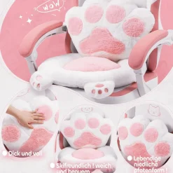 Meenice Pink Cute Katzen Gaming Stuhl mit Fußstütze, Ergonomischer PC Stuhl für