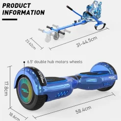 MEGA MOTION Hoverboards mit Hoverkart für Kinder, 6.5 Zoll Hoverboards mit Bluetooth
