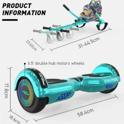 MEGA MOTION Hoverboards mit Hoverkart für Kinder, 6.5 Zoll Hoverboards mit Bluetooth