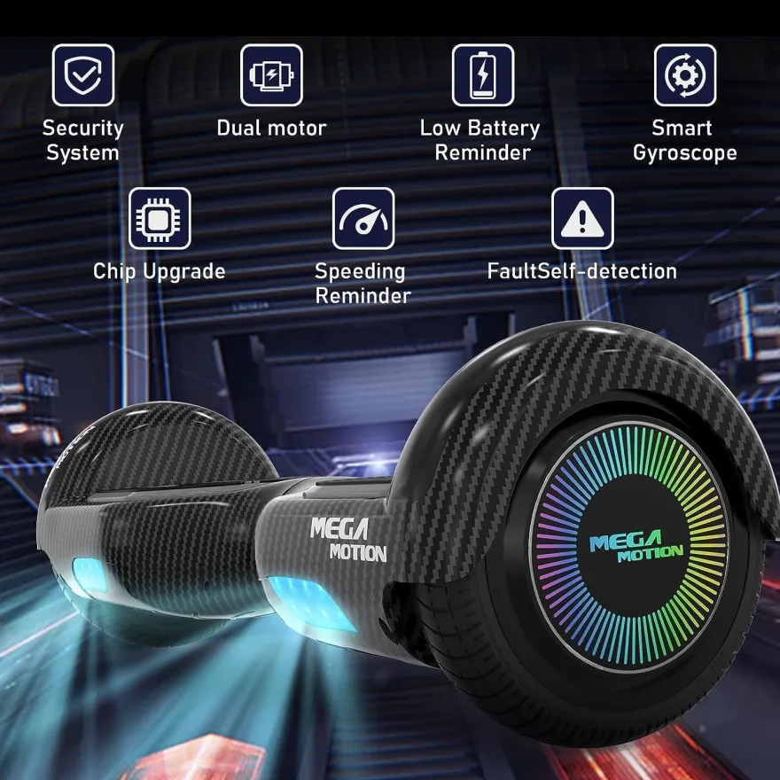 MEGA MOTION Hoverboards mit Hoverkart für Kinder, 6.5 Zoll Hoverboards mit Bluetooth