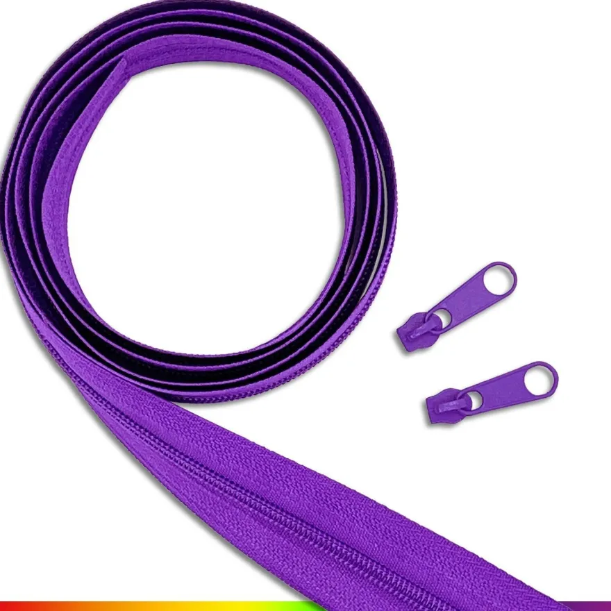 3 m Endlos-Reißverschluss 3 mm Spirale + 8 Zipper Meterware 25 Farben