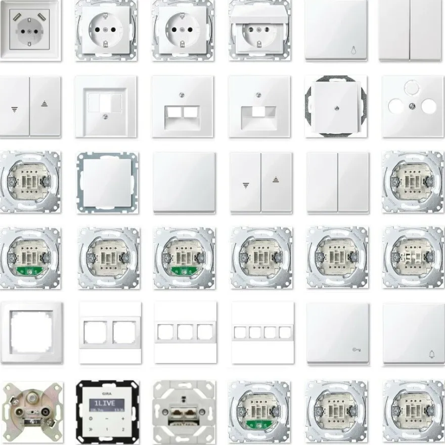 MERTEN System M, M-Smart 1-M Steckdose Rahmen Schalter Wippe polarweiß glänzend