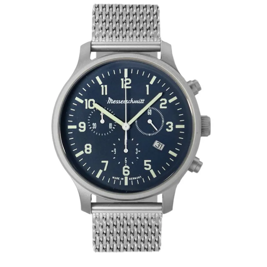 Messerschmitt Herren Armbanduhr ME-3H198M Chronograph Milanaiseband Fliegeruhr