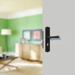 Messing Langschildgarnitur Türdrücker Schwarz Türbeschlag geprüft Fenstergriff