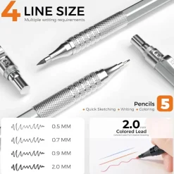 Metall-Druckbleistift-Set Kunst-Minen 0,5, 0,7, 0,9 mm & 2 mm Metallbleistifte
