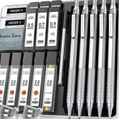 Metall-Druckbleistift-Set Kunst-Minen 0,5, 0,7, 0,9 mm & 2 mm Metallbleistifte
