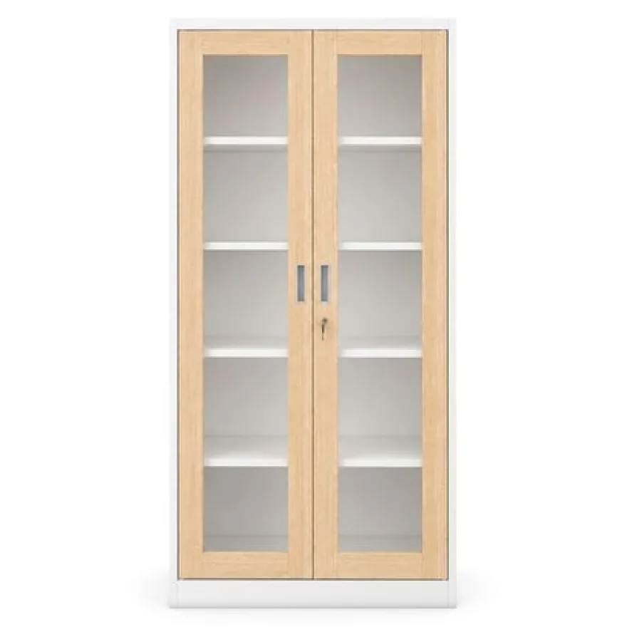 Metallschrank mit Vitrine, weiß / Eiche Sonoma: Eco Design AMELIA 900 x 1850 x 400 mm