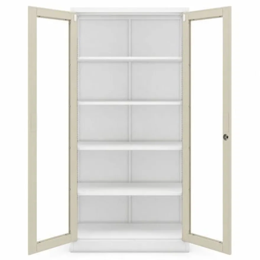 Metallschrank mit Vitrine, weiß / Eiche Sonoma: Eco Design AMELIA 900 x 1850 x 400 mm