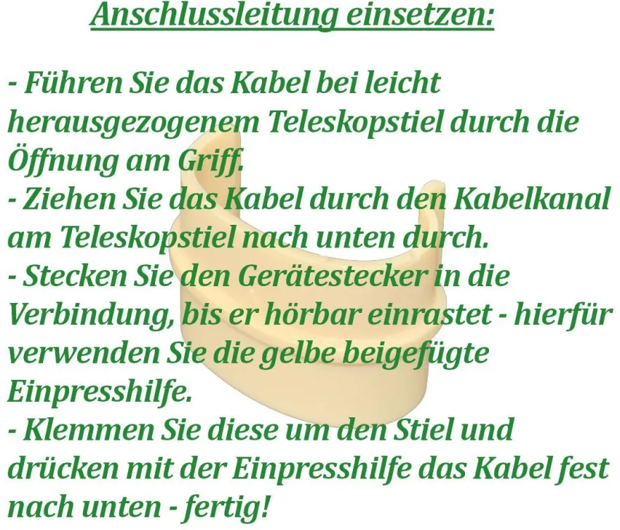 7 Meter Ersatz Strom Kabel + Einpresshilfe geeignet für Kobold VK 140 FP 140
