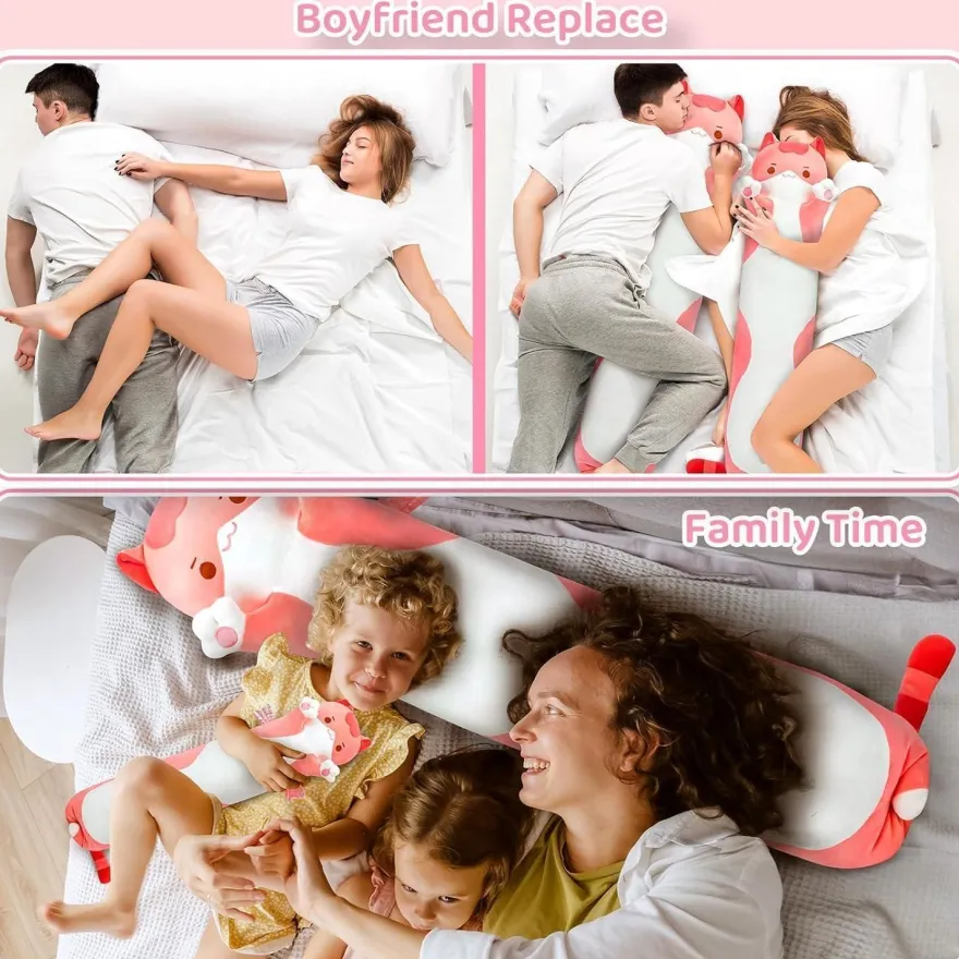 Mewaii Kuscheltier Katze 90CM - Langes Plüschtier Kissen, ideal als Geschenk