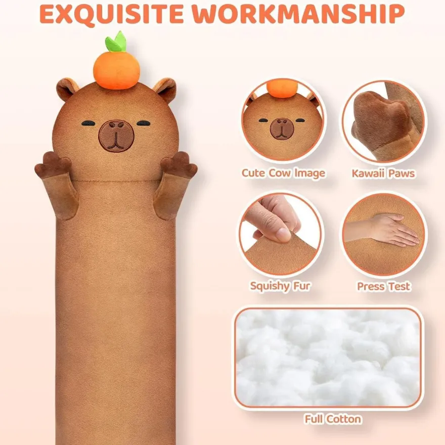 Mewaii Langes Capybara Plüschtier 110cm - Riesiges Körperkissen mit 120% Extra