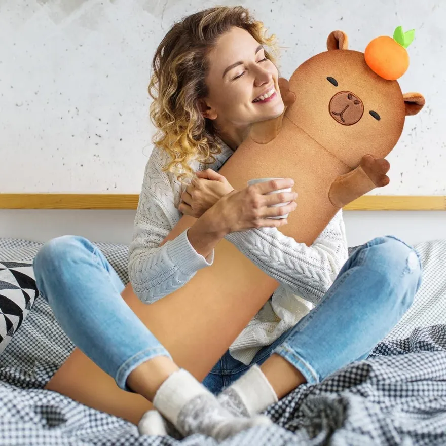 Mewaii Langes Capybara Plüschtier 110cm - Riesiges Körperkissen mit 120% Extra