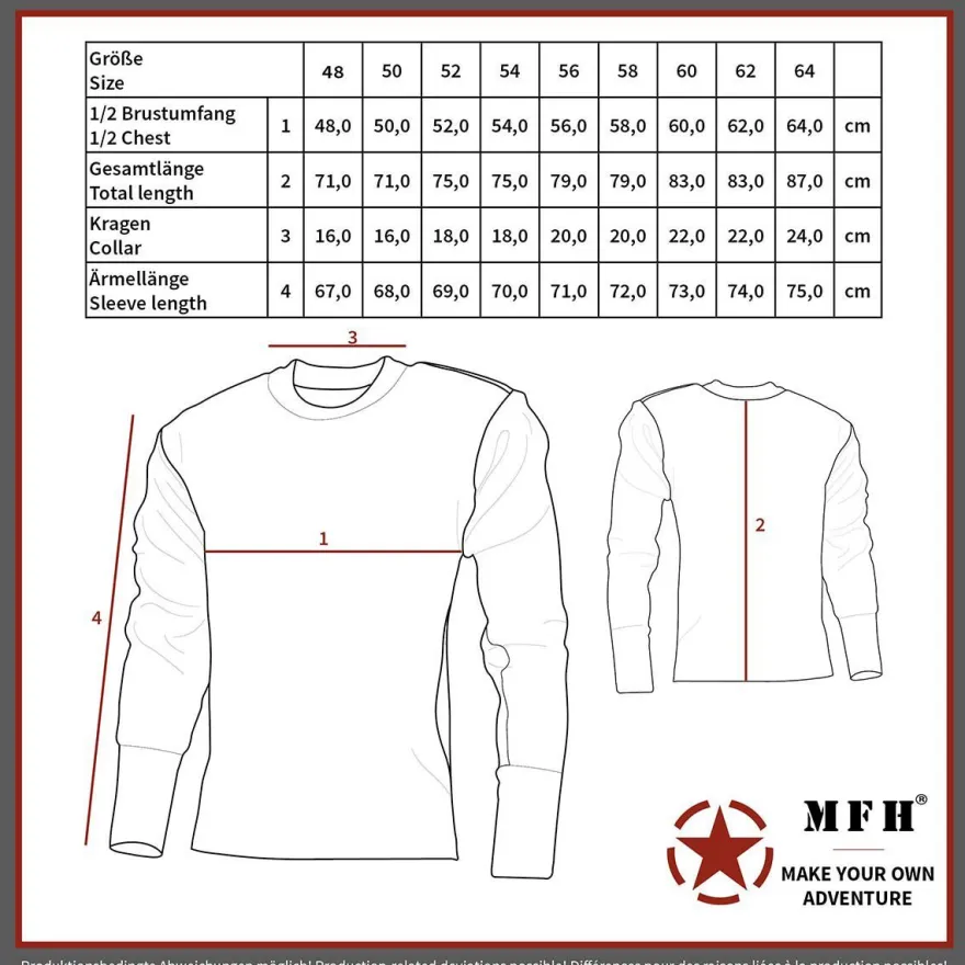 MFH BW Pullover langarm mit Brusttasche oliv 48 50 52 54 56 58 60 62 64