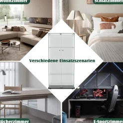 MGMYM Glasvitrine Standvitrine mit abschließbarer Tür, 4 Lagen