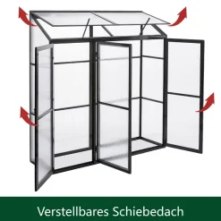 0,99m² - HALB Gewächshaus-180x55x190-MIT Rückwand
