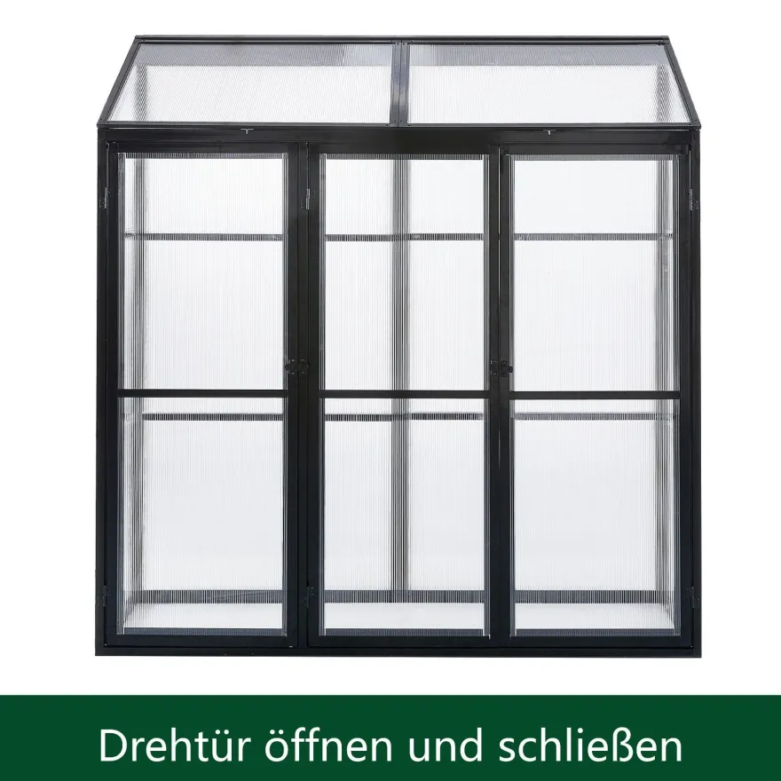 0,99m² - HALB Gewächshaus-180x55x190-MIT Rückwand