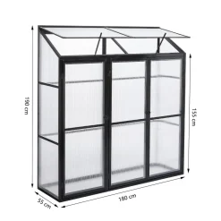 0,99m² - HALB Gewächshaus-180x55x190-MIT Rückwand